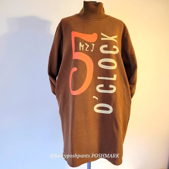 MZJ Dresses & Skirts - MZJ Paris Oversized unisex mock neck tunic top dress smock sweatshirt